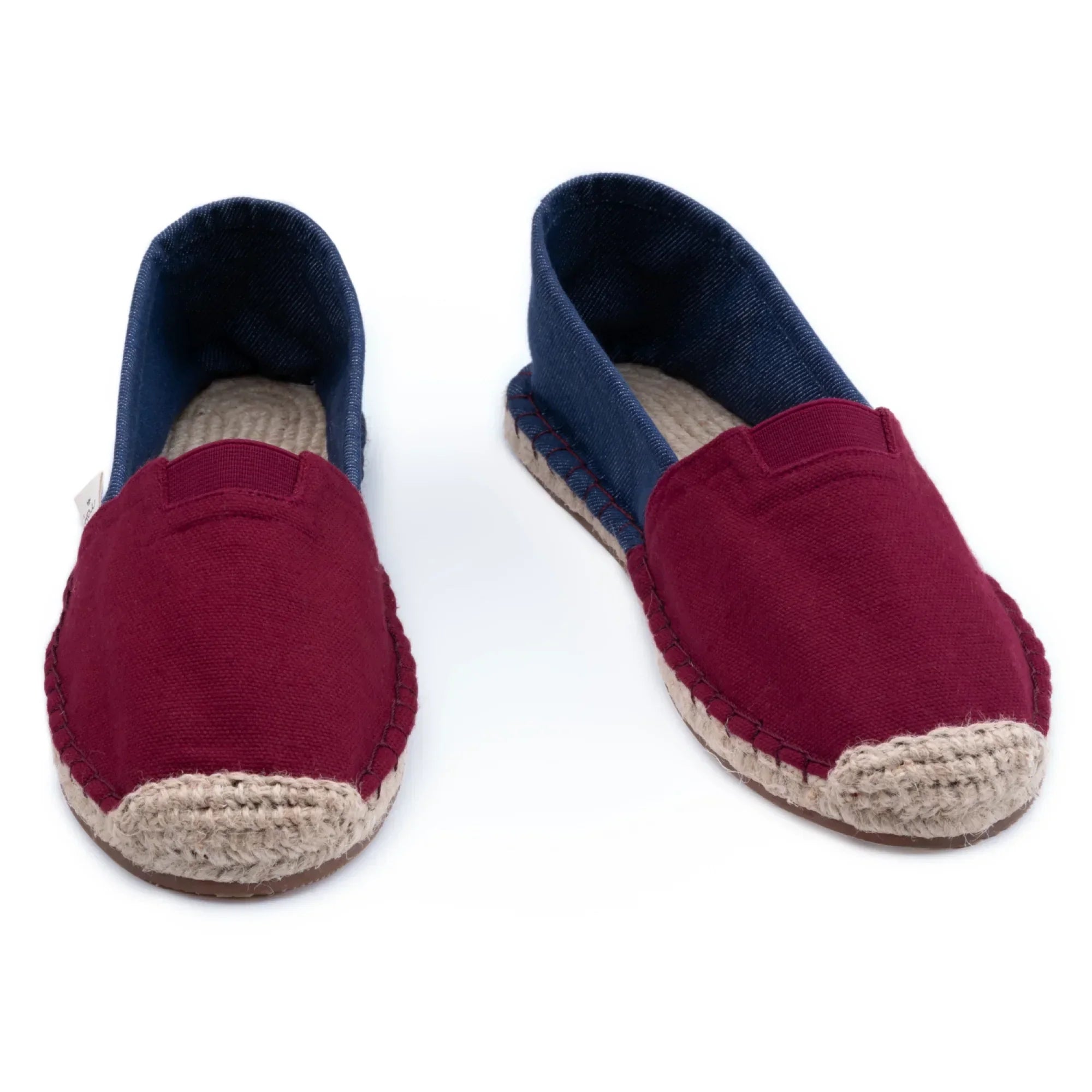 Burgundy_red_toed_with_denim_heel_extrafit_espadrilles-for-women-front view