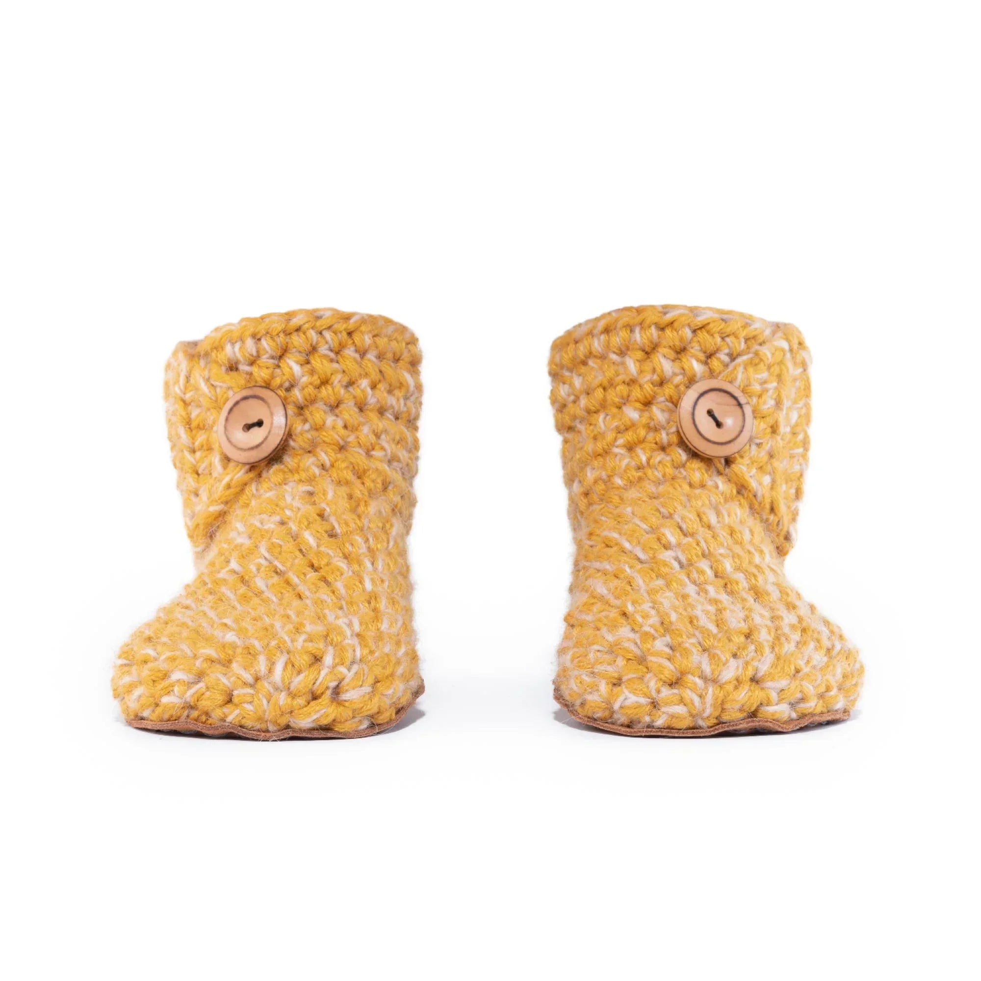 Classic butterscotch yellow high top bootie wool slipper (front)