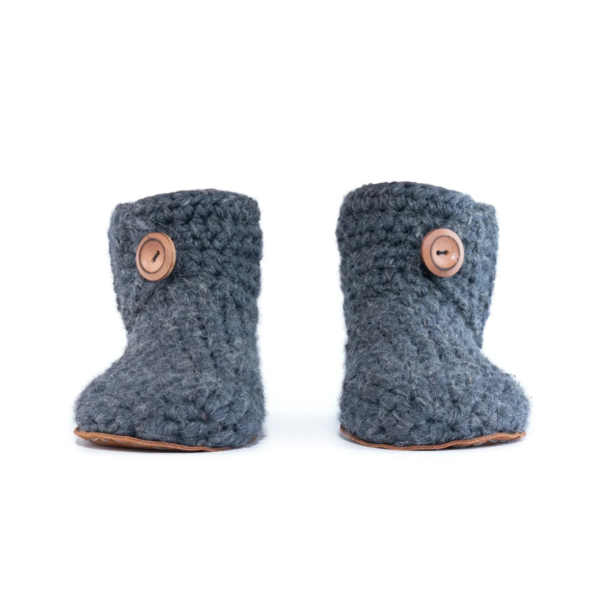 Classic charcoal gray high top bootie wool slipper by Kingdom of Wow_front view