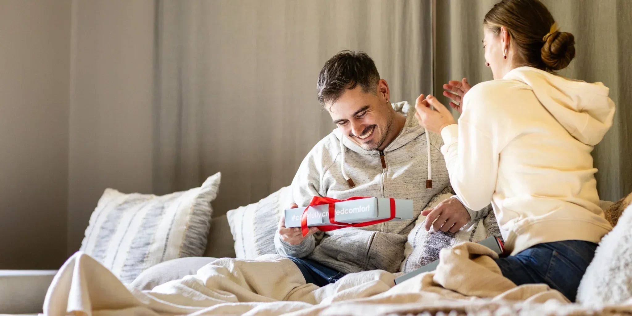 Couple exchanging gifts