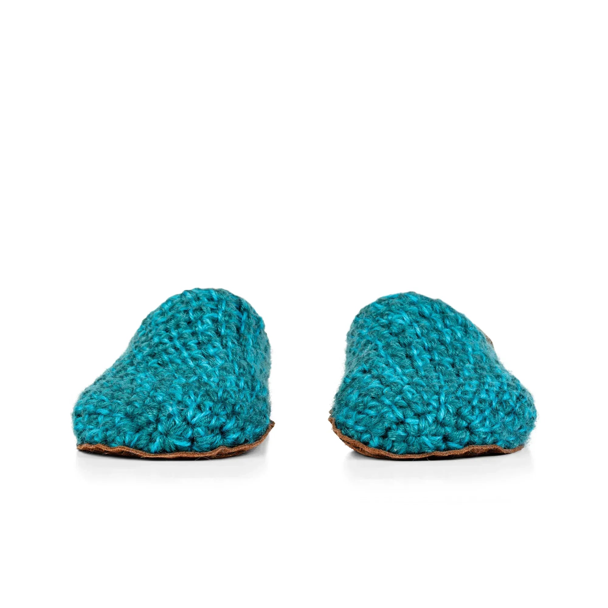 Glacier Teal Original Wool Slippers with leather soles by Kingdom of Wow_front view