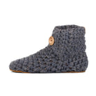 Charcoal Gray Extra Chunky Slippers Handmade with six strands of wool and bamboo. Side view