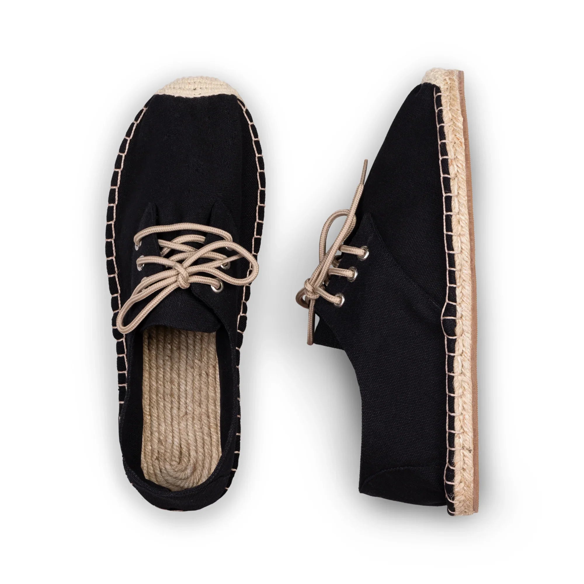 Black Lace Up Espadrilles Unisex view from Top