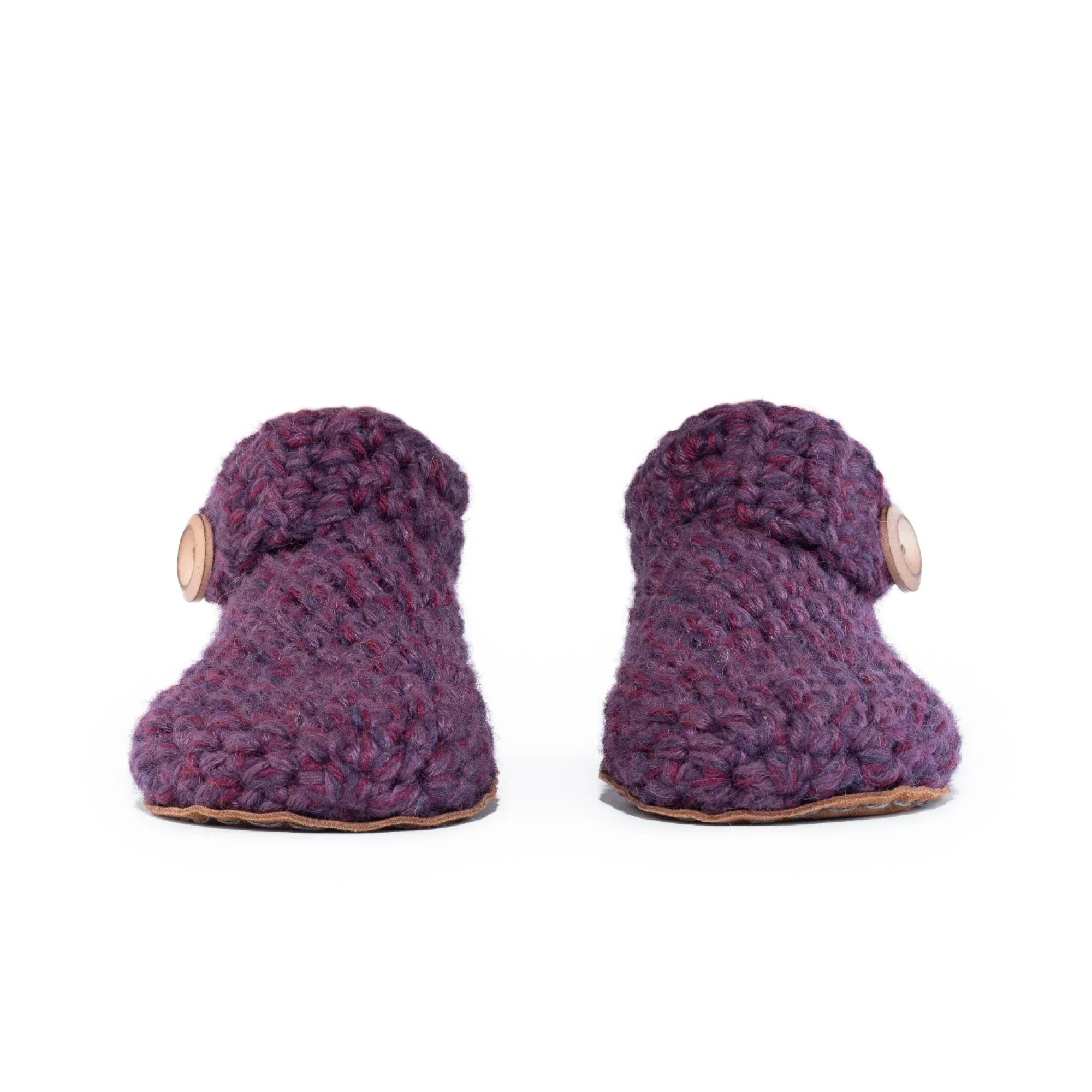 Purple Ankle Bootie Wool Slippers by Kingdom of Wow_front view