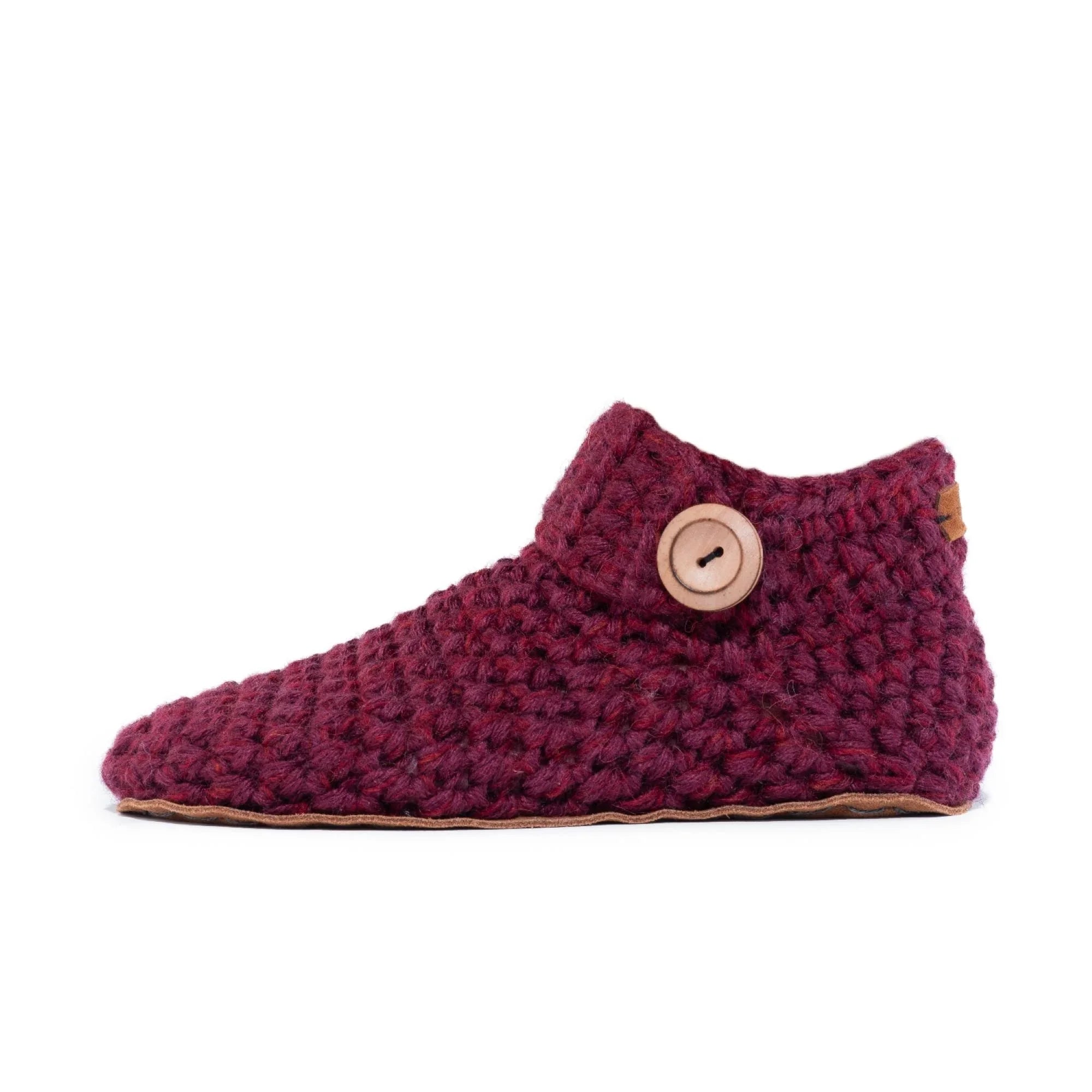 Maroon Red Ankle Bootie Wool Slippers by Kingdom of Wow_side view