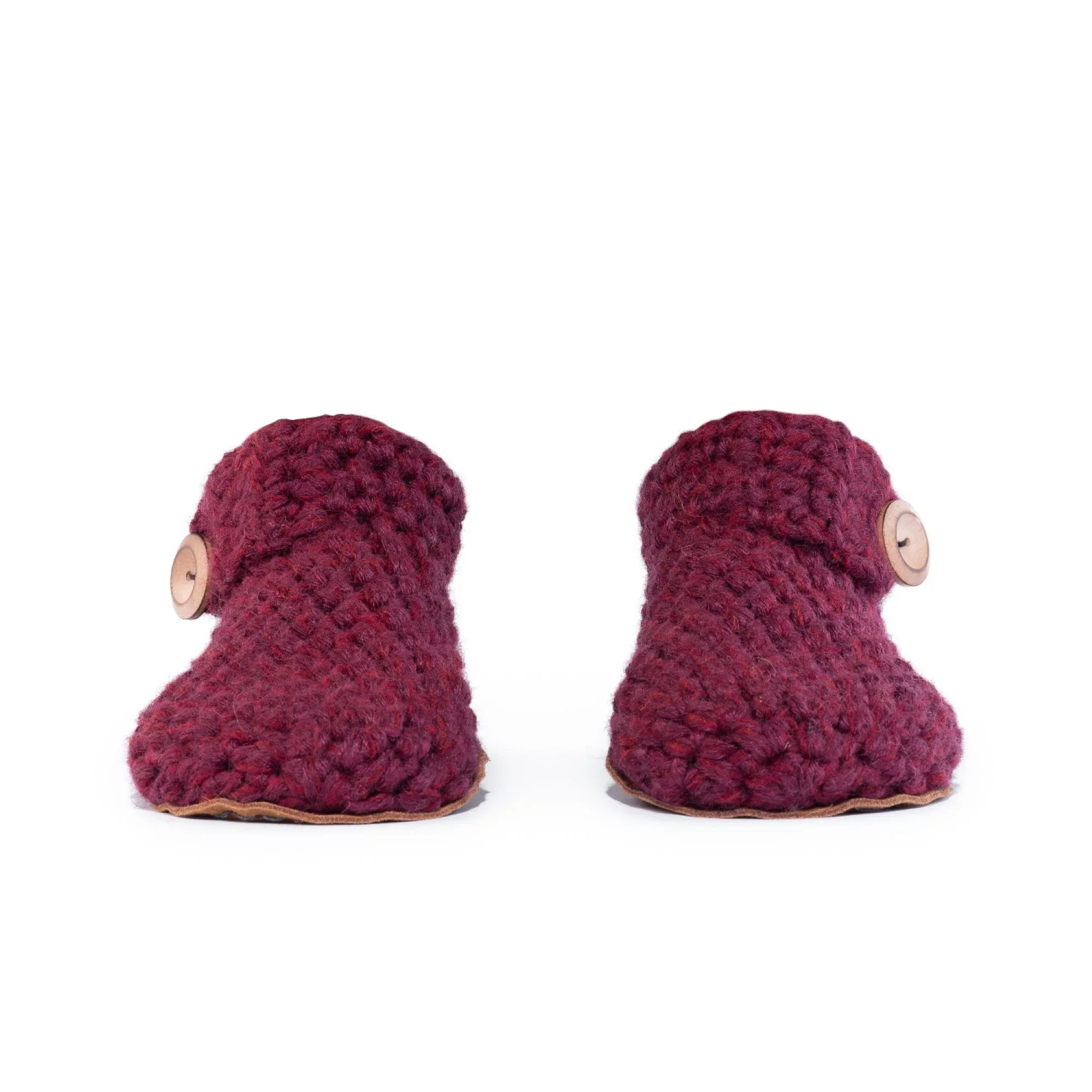 Maroon Red Ankle Bootie Wool Slippers by Kingdom of Wow_front view