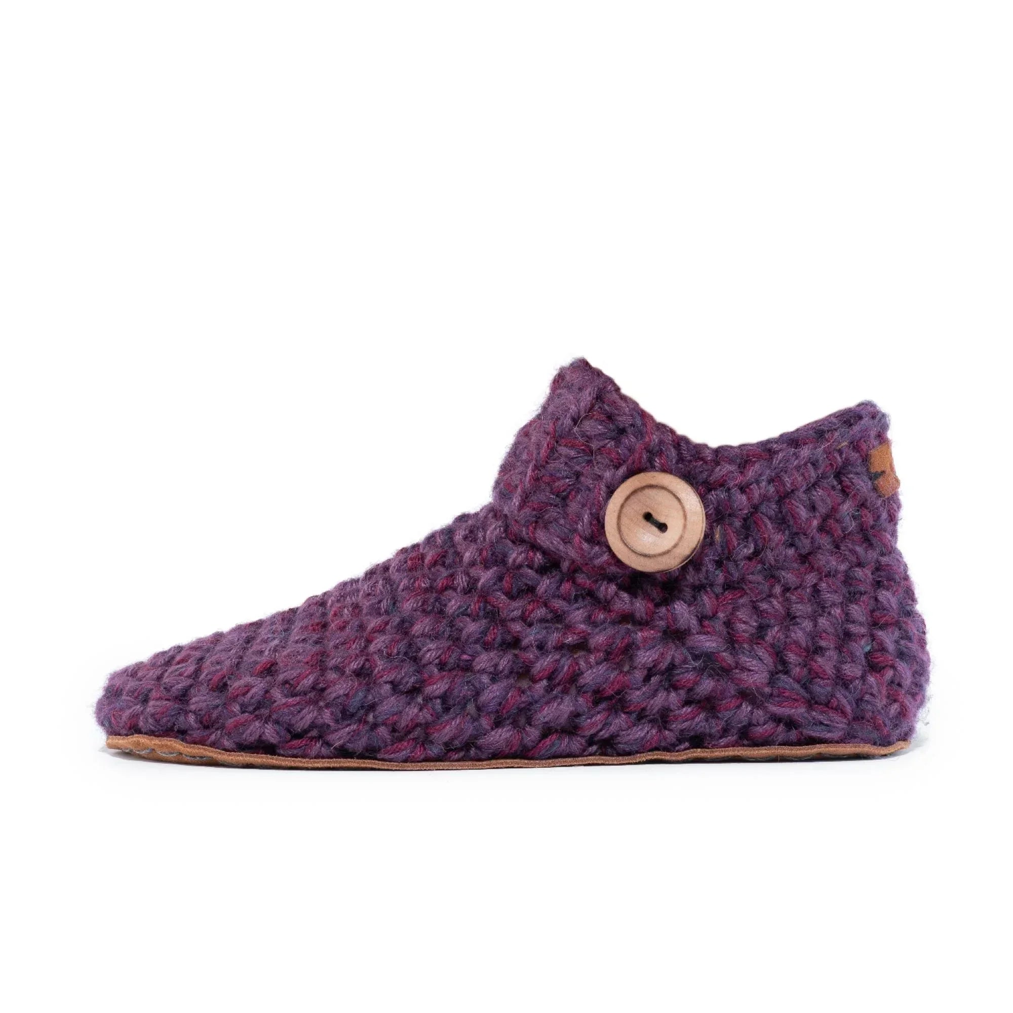 Purple Ankle Bootie Wool Slippers by Kingdom of Wow_side view