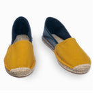 Yellow toed with denim heel women's classic espadrilles front view