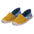 Yellow toed with denim heel women's classic espadrilles side view