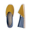 Yellow toed with denim heel women's classic espadrilles top view