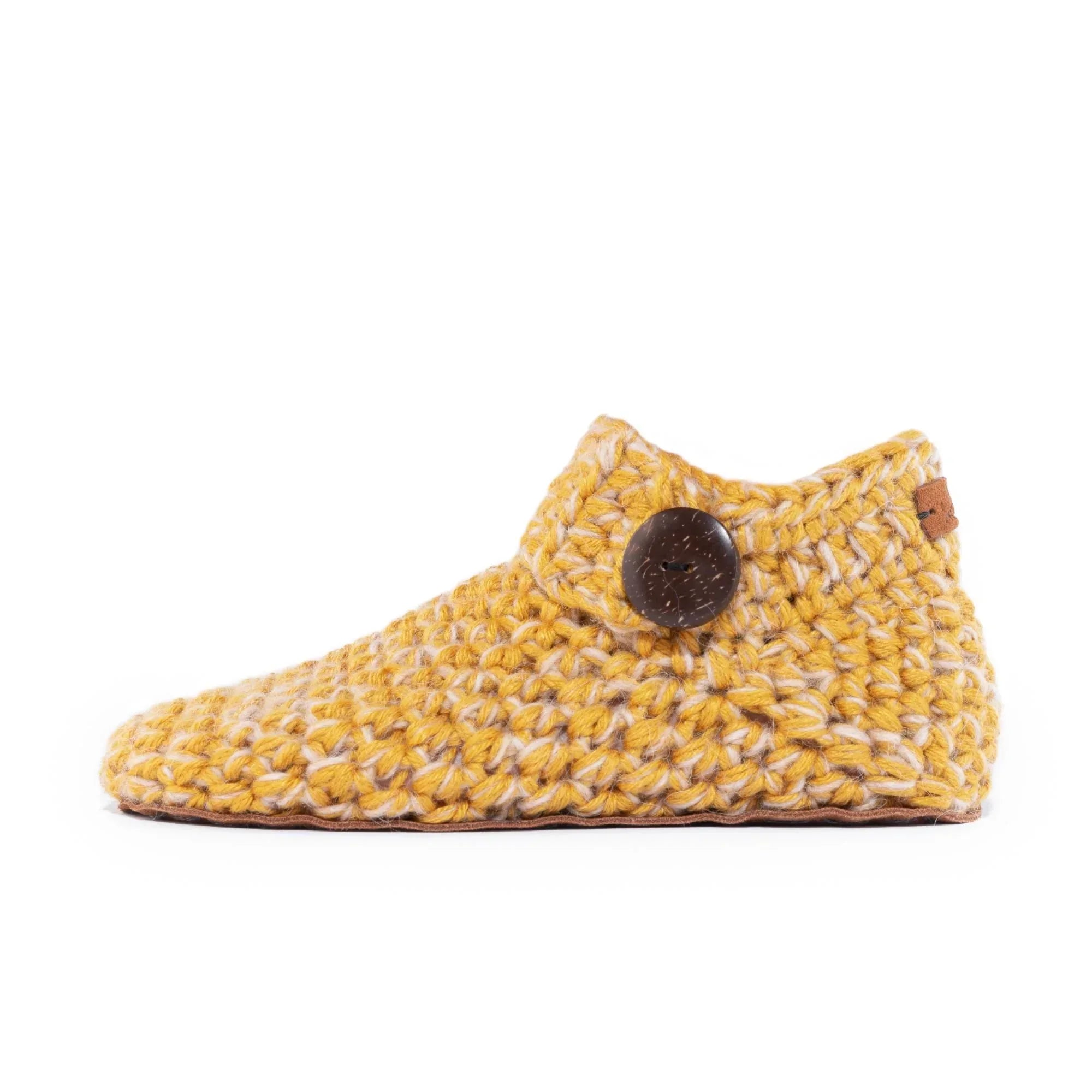 Yellow Ankle Bootie Wool Slippers by Kingdom of Wow_side view