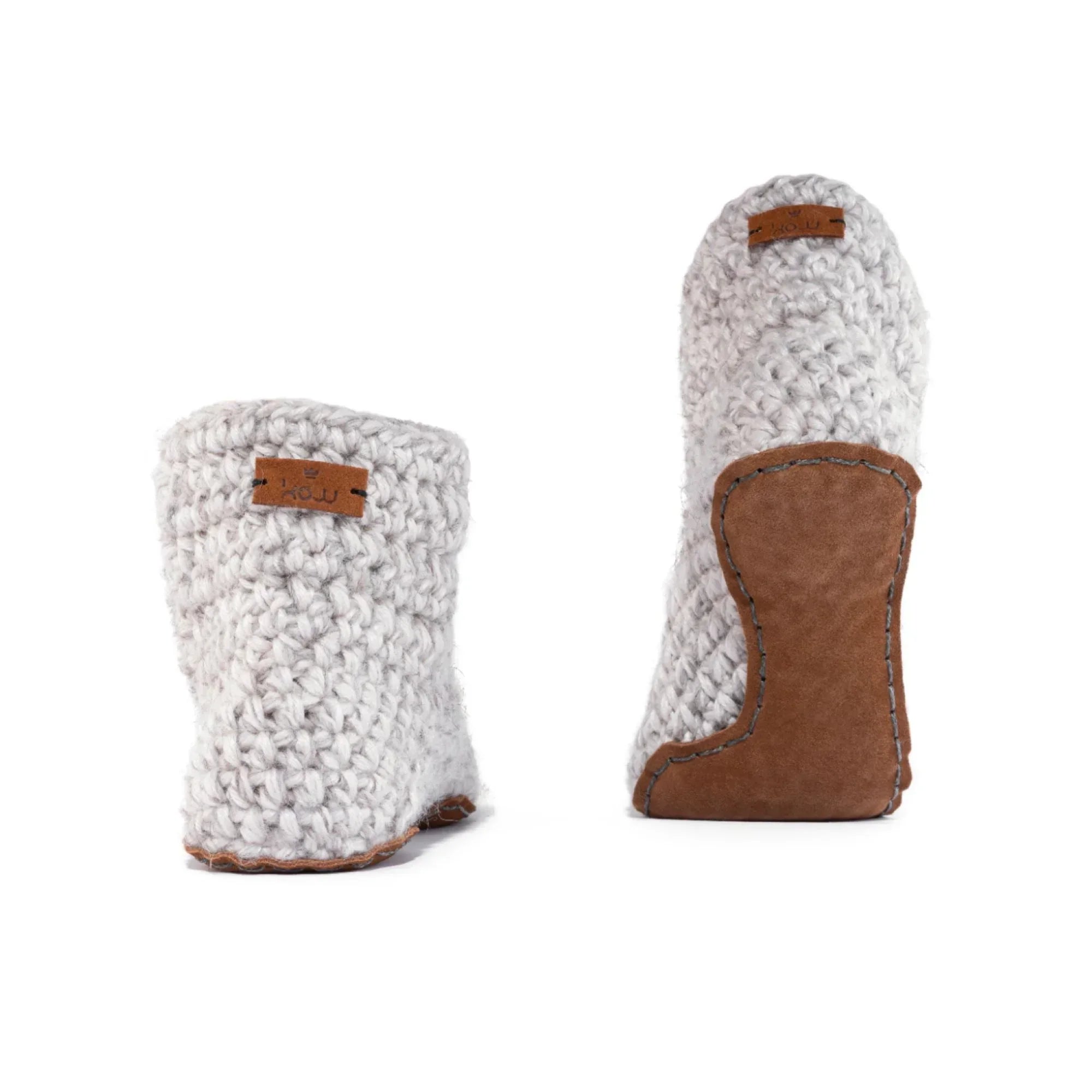Classic chai beige high top bootie wool slipper by Kingdom of Wow_back view