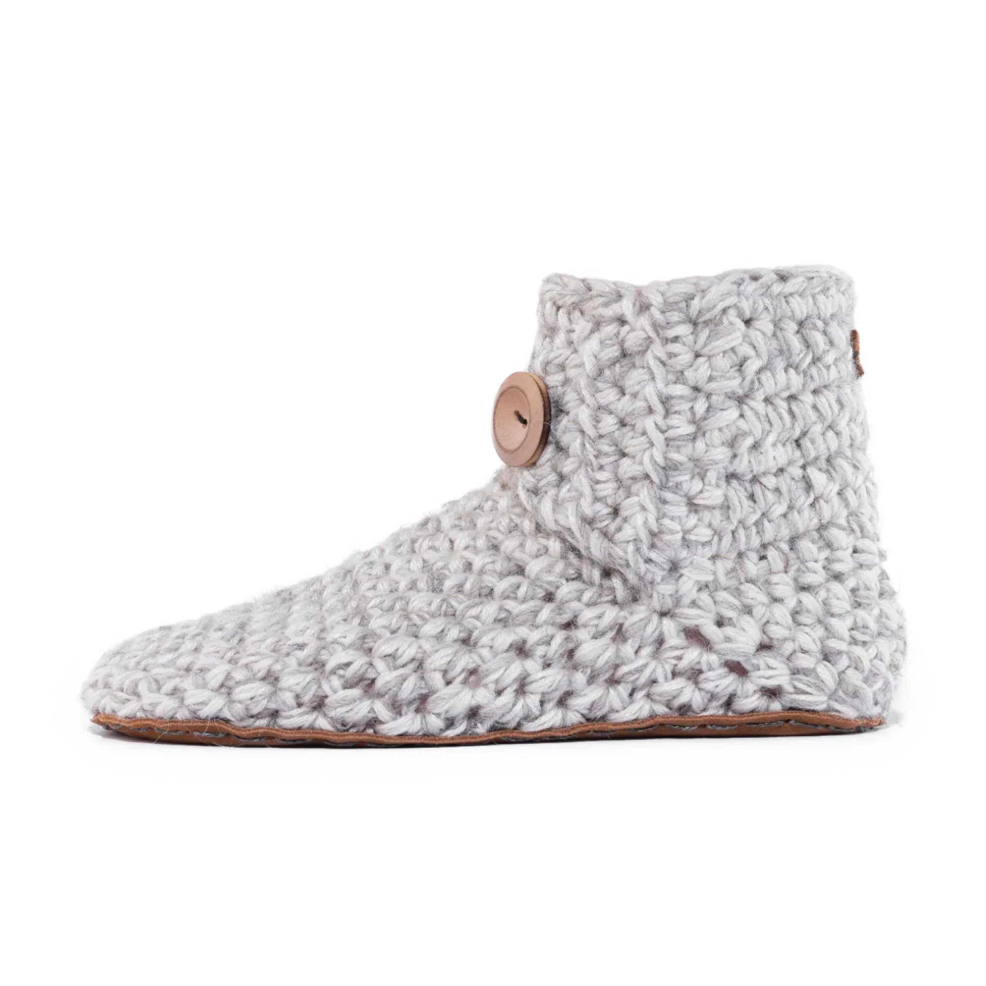 Classic chai/beige high top bootie wool slipper by Kingdom of Wow_side view