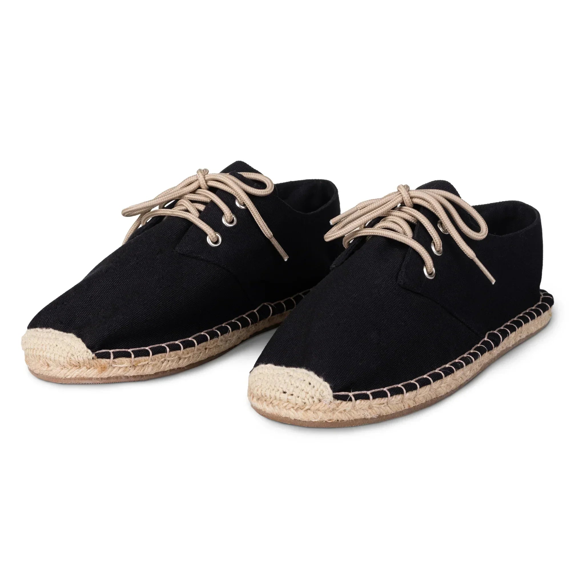 Black Lace up Espadrilles (Side View)