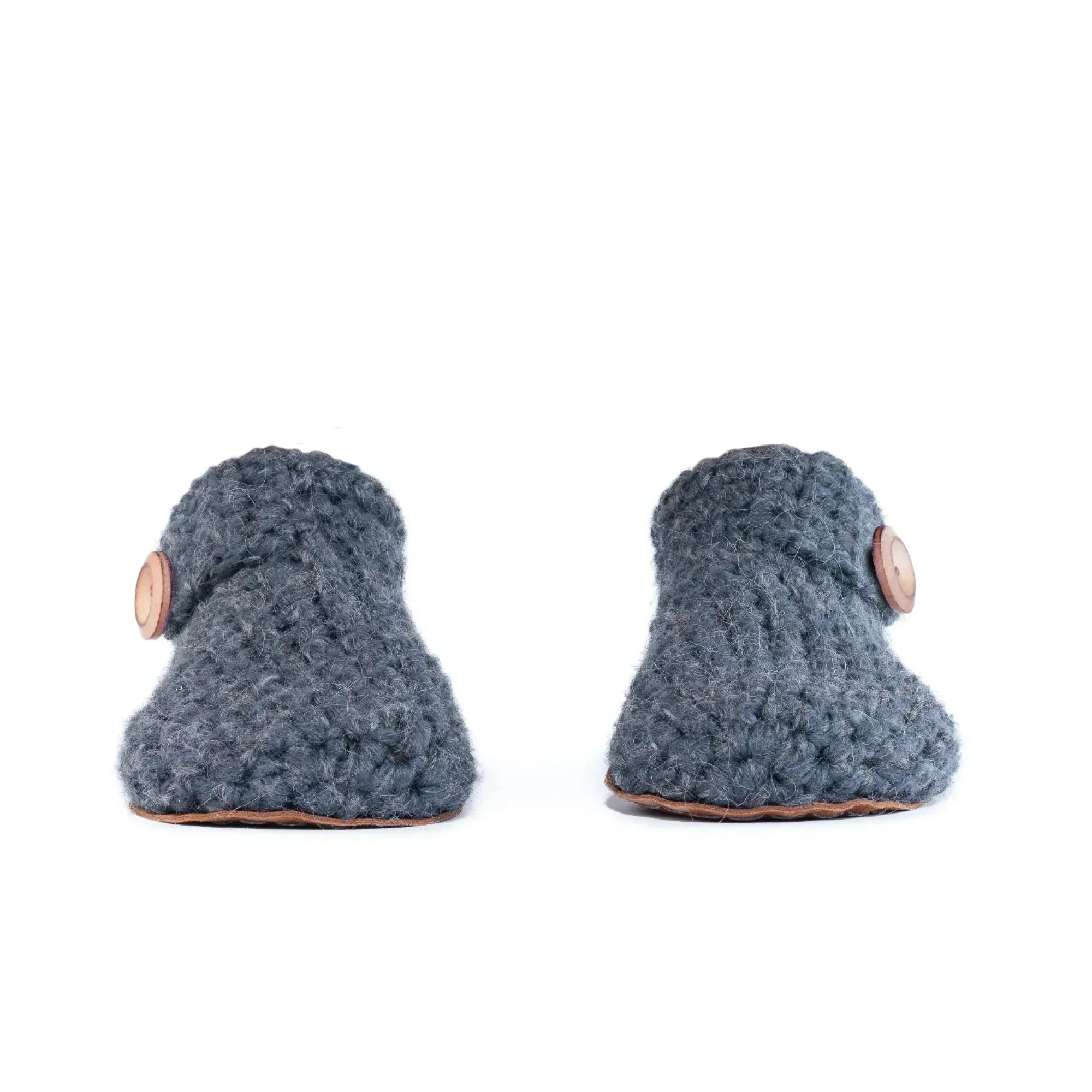Gray Ankle Bootie Wool Slippers by Kingdom of Wow_front view