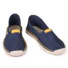 Dark blue extra fit espadrilles for men with yellow detailing front view
