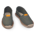 khaki green extra fit espadrilles for men with orange finishes front view
