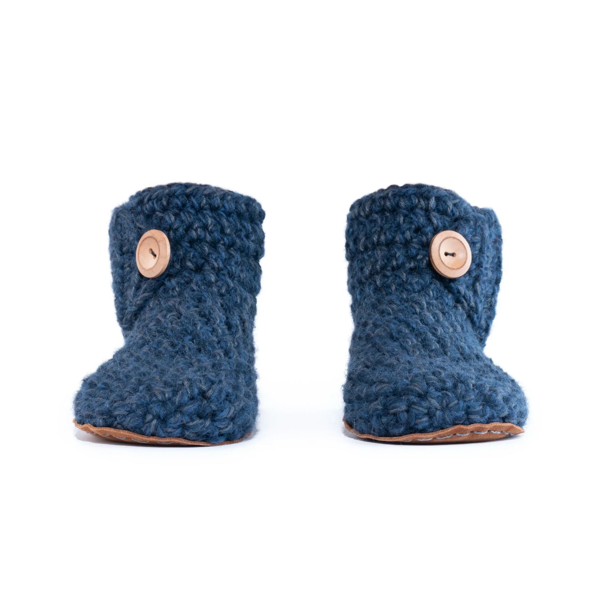 Classic midnight blue high top bootie wool slipper by Kingdom of Wow_front view