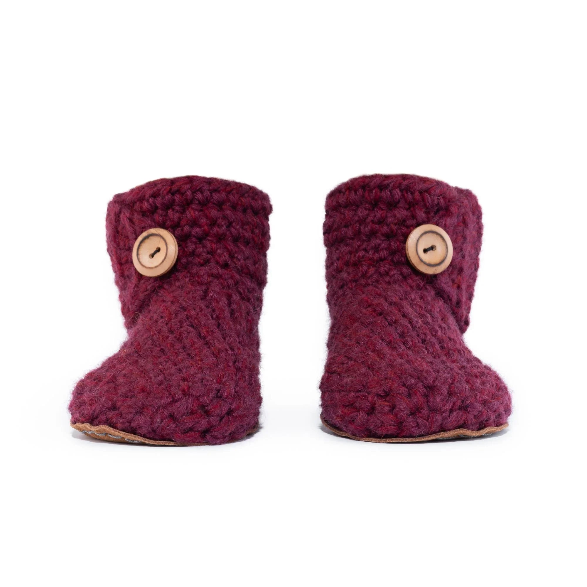 Classic mulberry red high top bootie wool slipper by Kingdom of Wow_front view