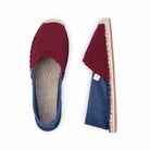 Burgundy_red_toed_with_denim_heel_extrafit_espadrilles-for-women-top view