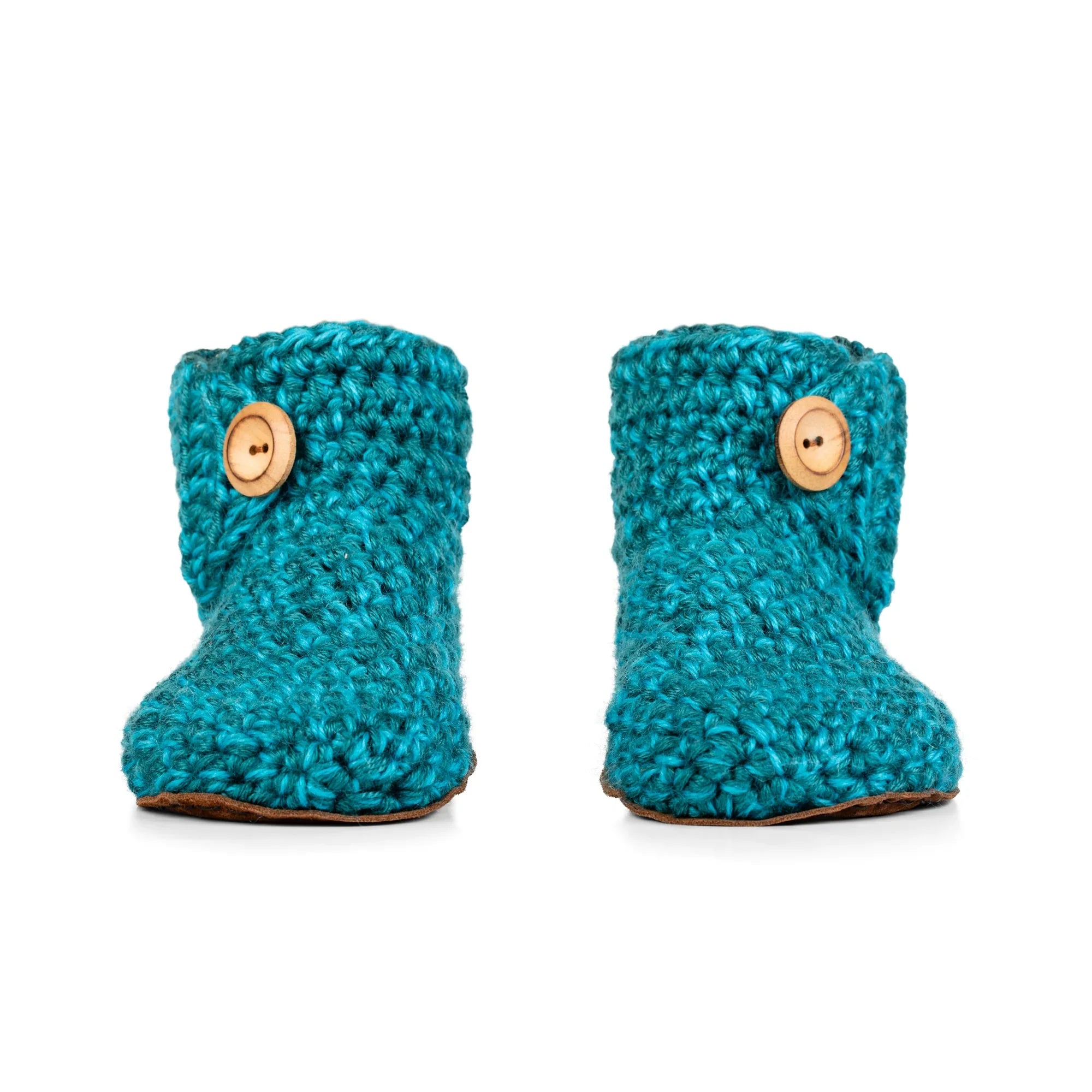 Classic teal marine/glacier high top bootie wool slipper by Kingdom of Wow_front view