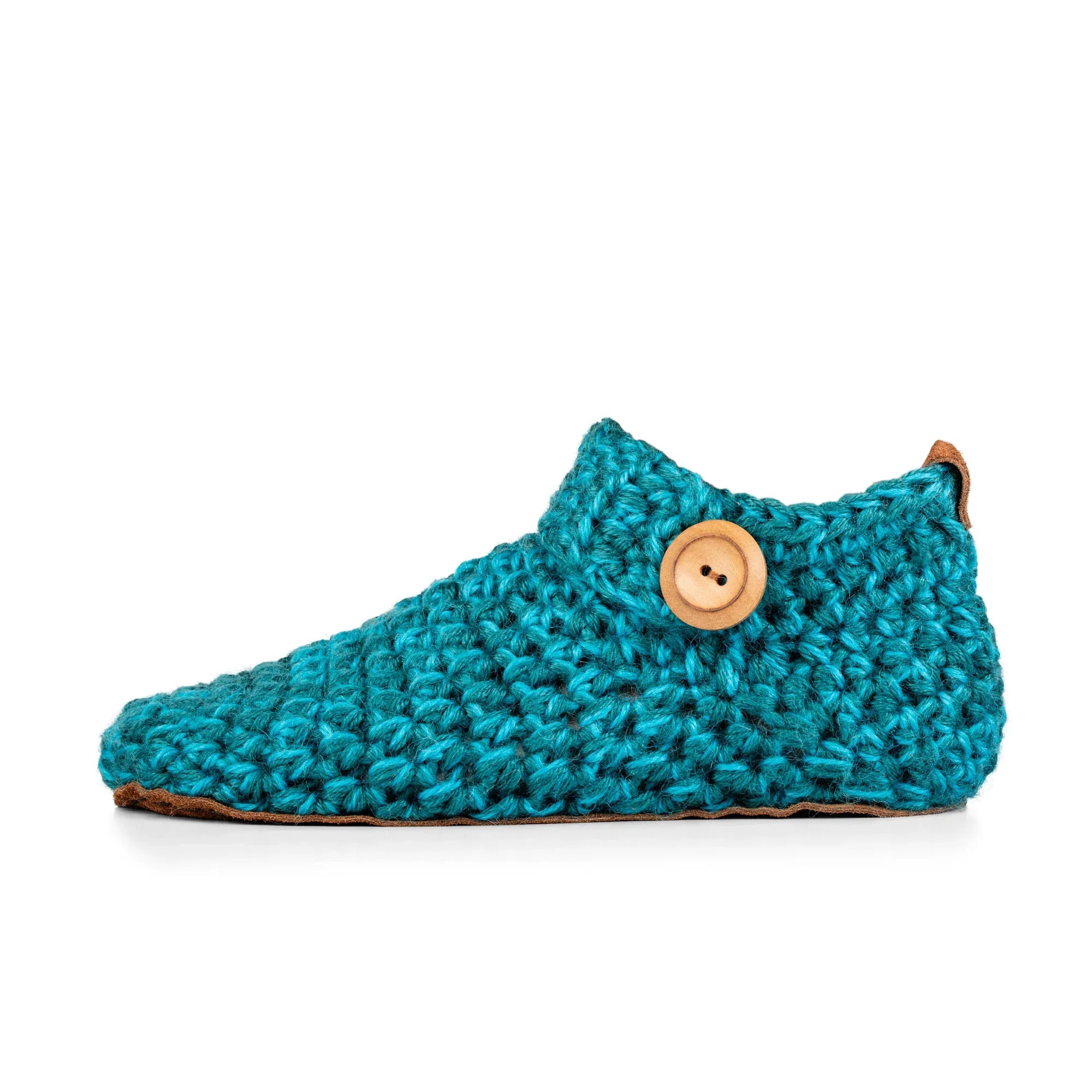 Teal Ankle Bootie Wool Slippers by Kingdom of Wow_side view