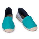 Turquoise Blue Women's Classic Espadrilles with light denim heel front view