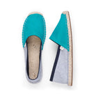 Turquoise Blue Women's Classic Espadrilles with light denim heel top view