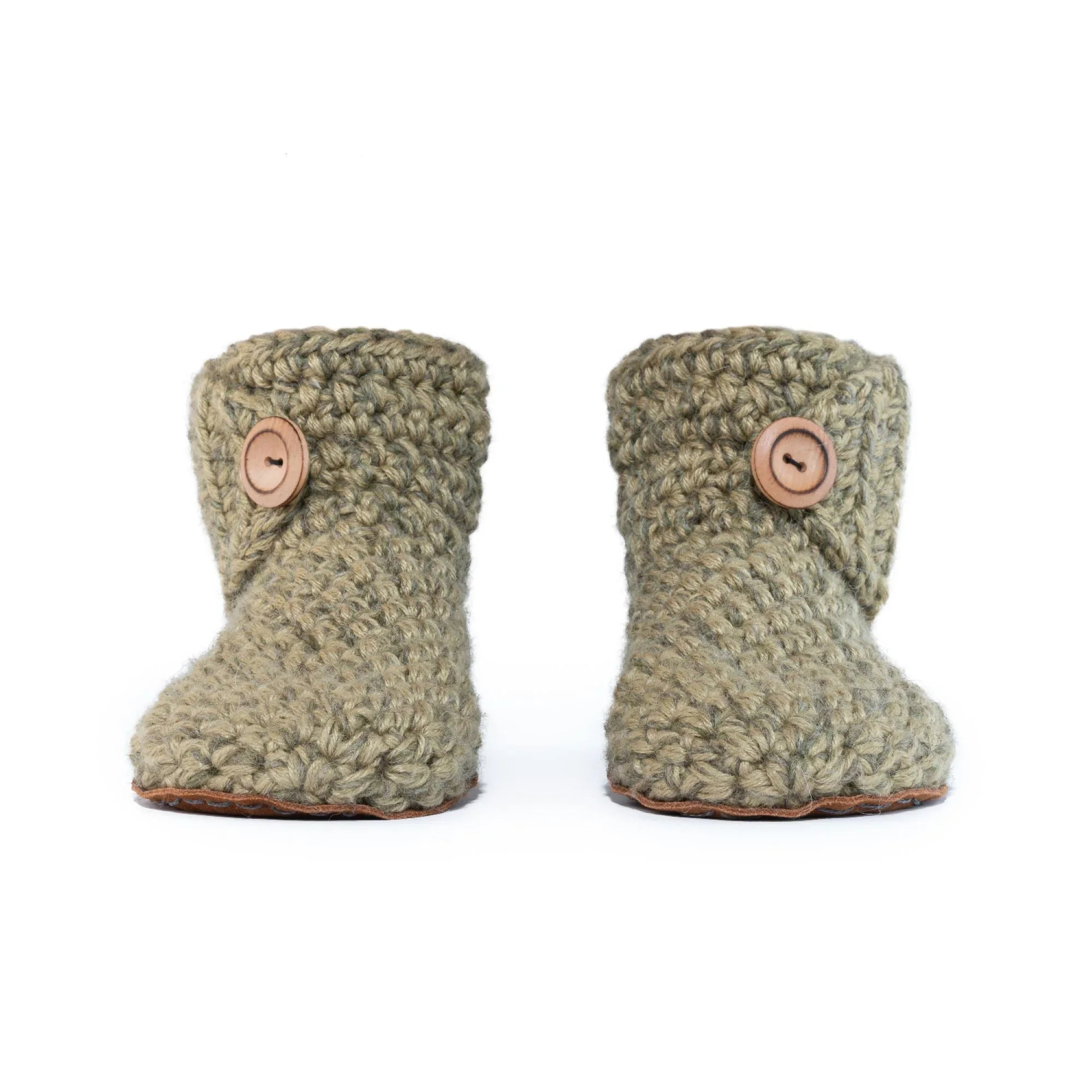 Classic wintermoss green high top bootie wool slipper by Kingdom of Wow_front view