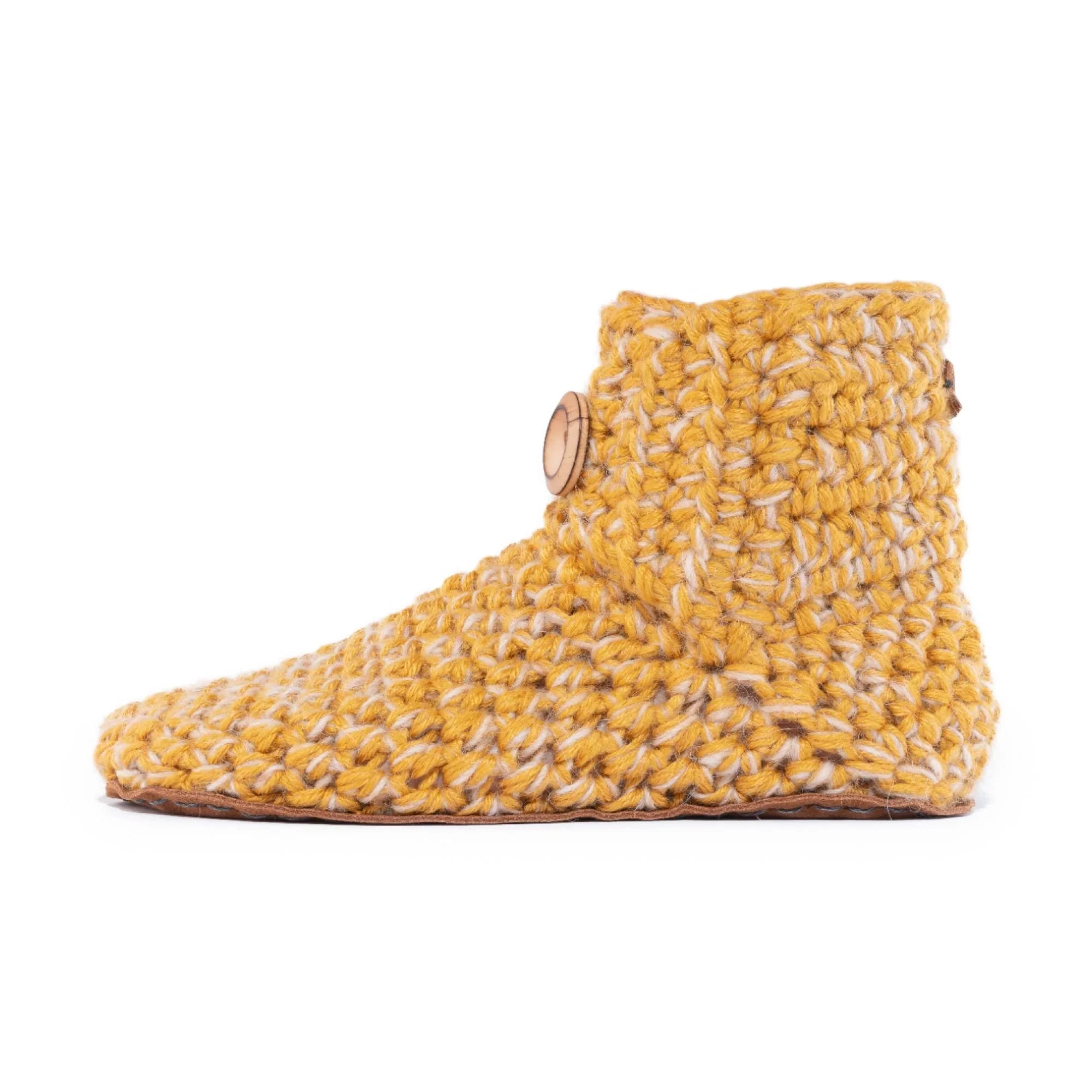 Classic butterscotch yellow high top bootie wool slipper (side)