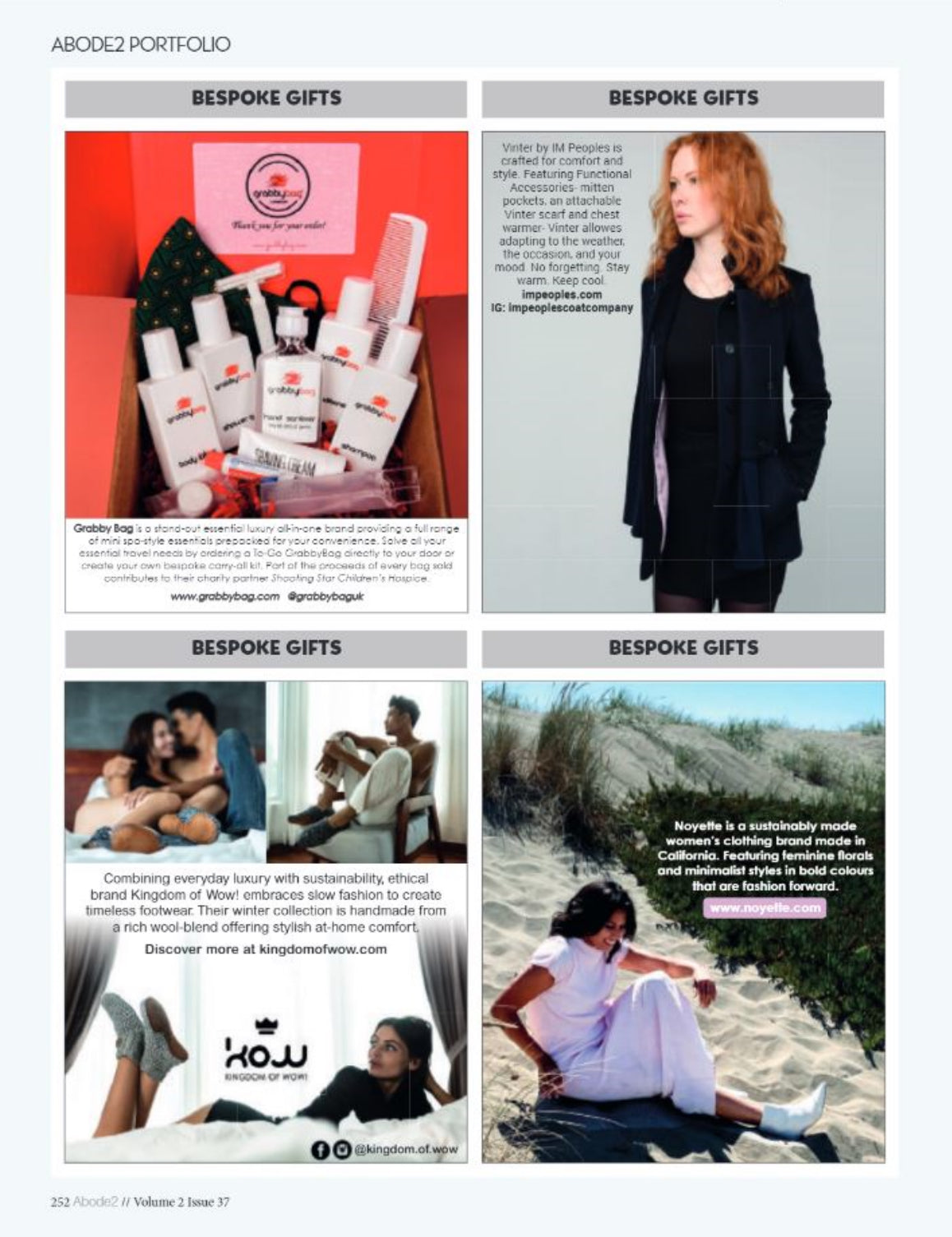 Collage of images featuring bespoke gifts with a woman, family, and beach scene.