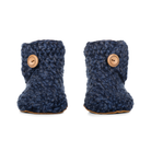 Blue Extra Chunky Slippers Handmade with six strands of wool and bamboo. Front view 