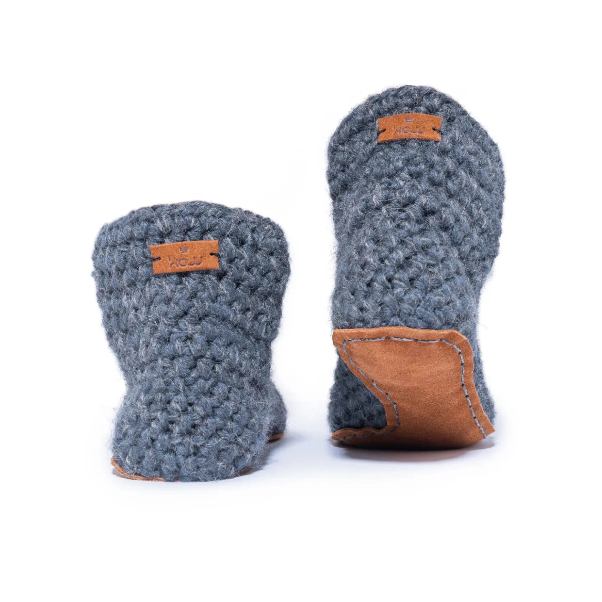 Classic charcoal gray high top bootie wool slipper by Kingdom of Wow_back view