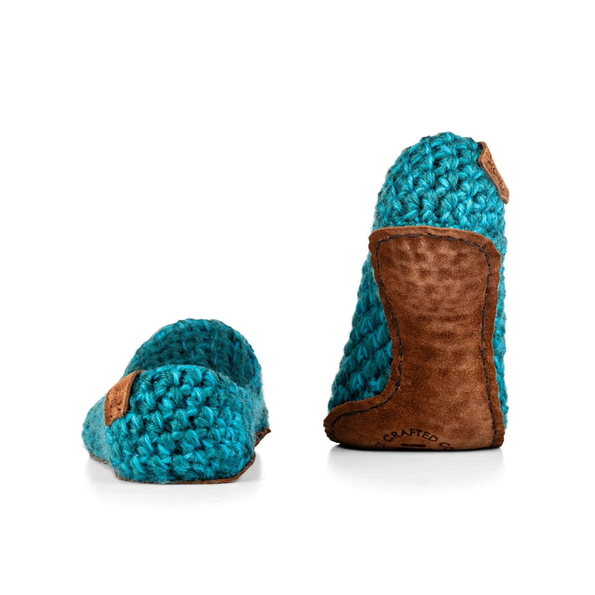 Glacier Teal Original Wool Slippers with leather soles by Kingdom of Wow_back view