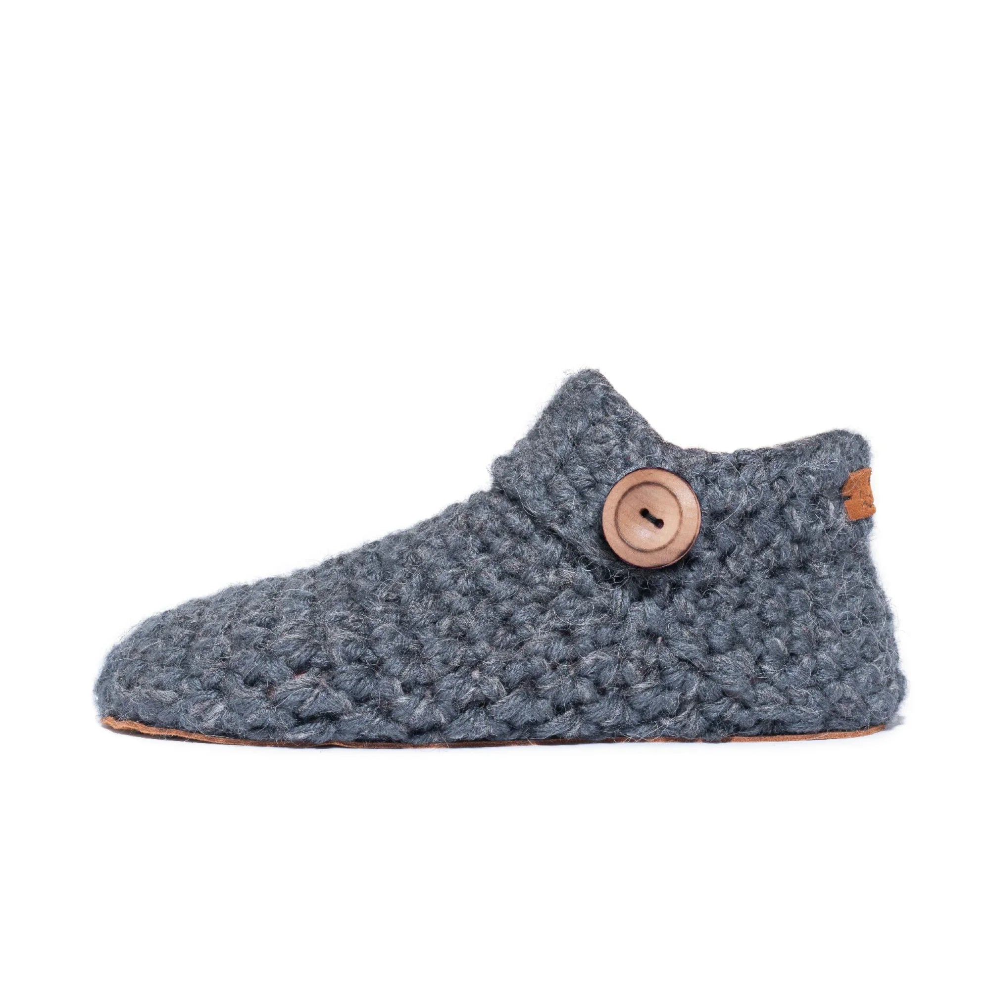 Gray Ankle Bootie Wool Slippers by Kingdom of Wow_side view