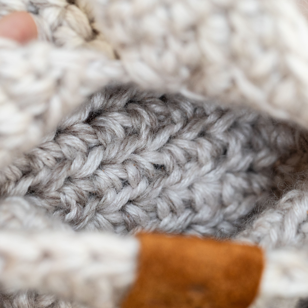 Looking inside opening of a wool slipper by Kingdom of Wow