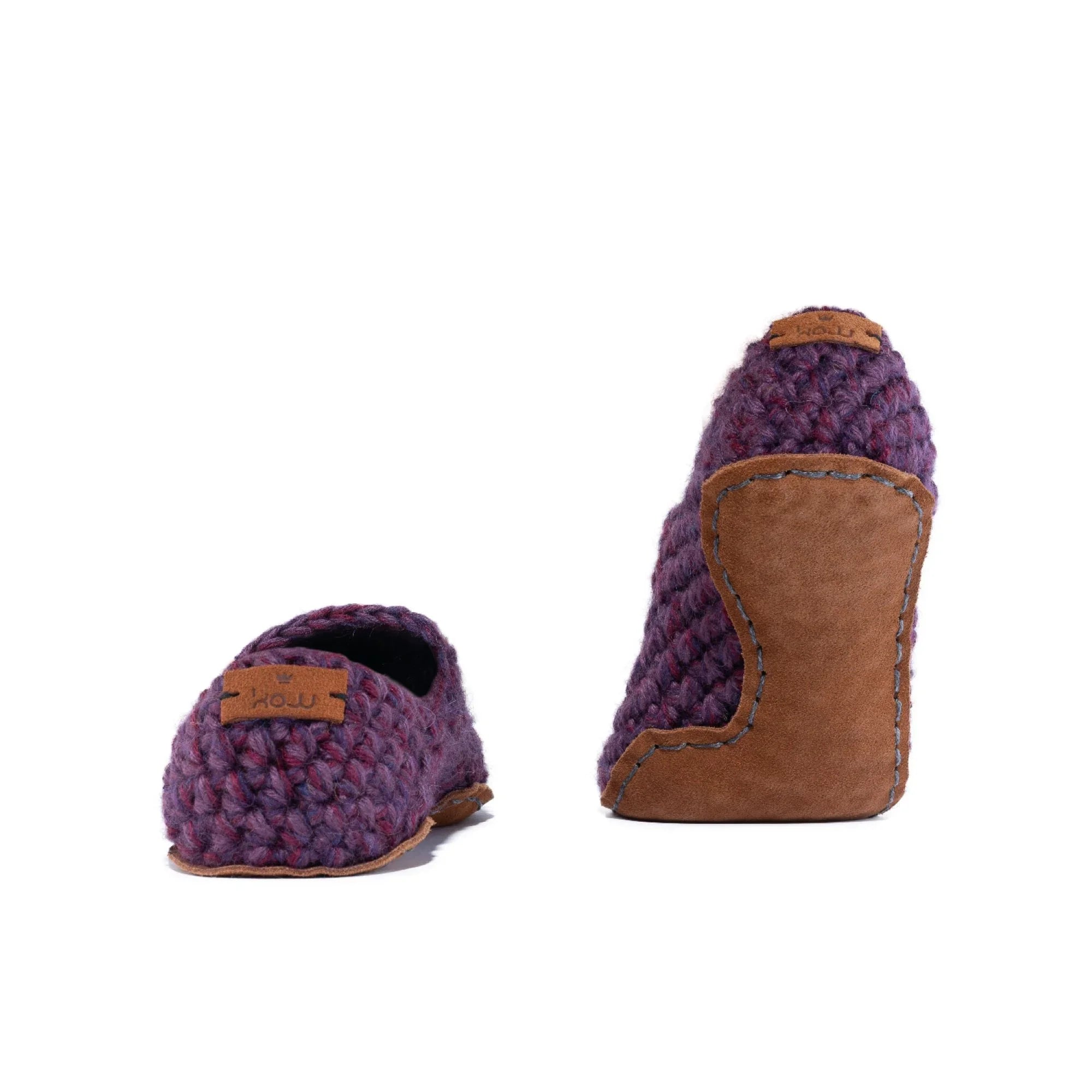 Purple Original Wool Slippers with leather soles by Kingdom of Wow_back view