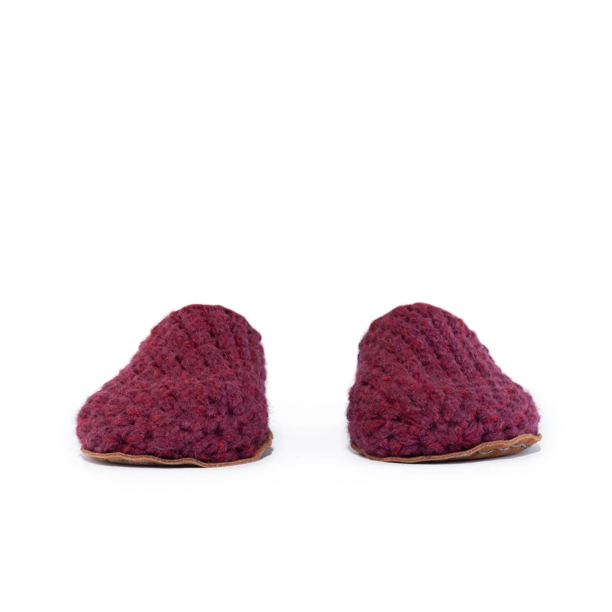 Maroon Red Original Wool Slippers by Kingdom of Wow_front view 