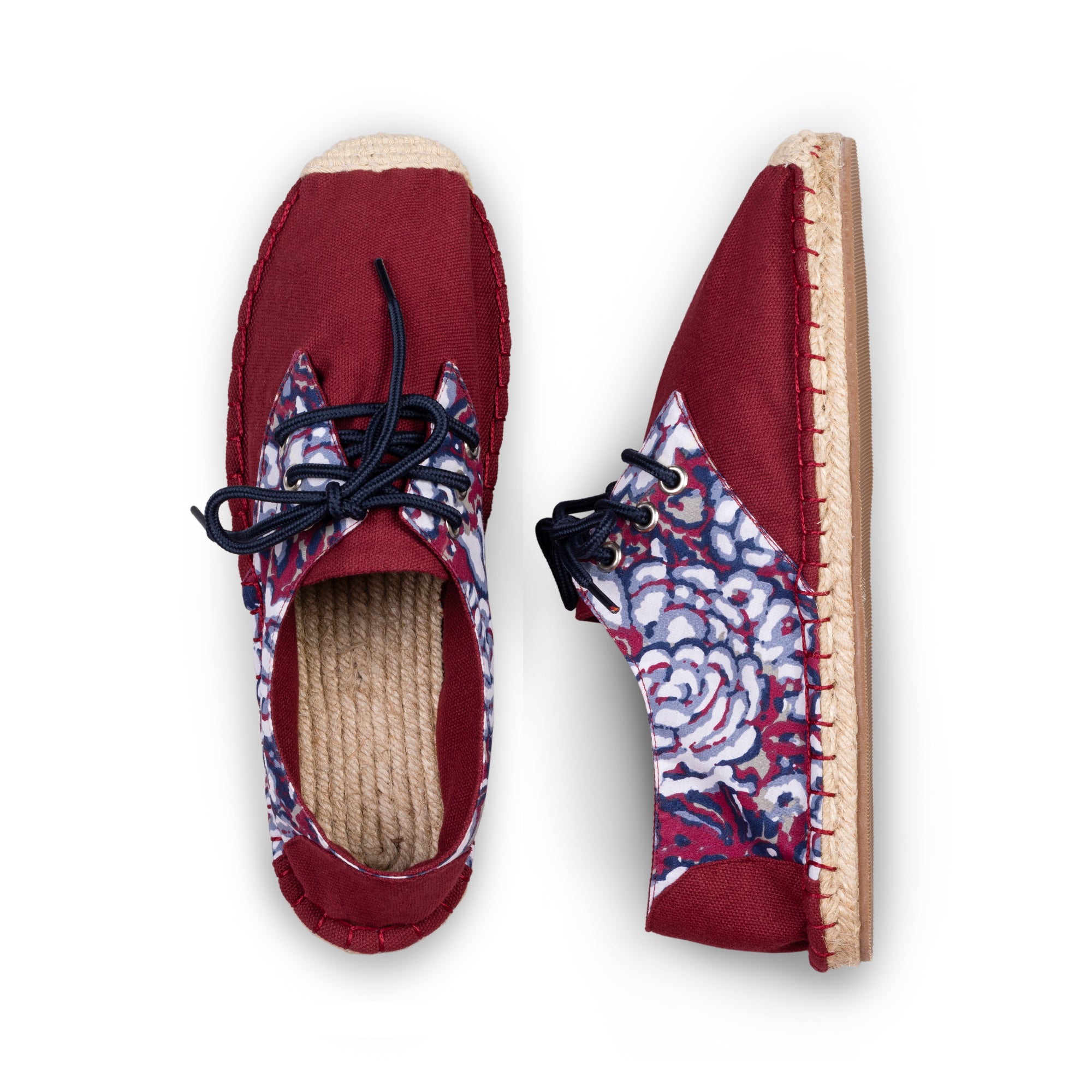 Red Womens Lace Up Espadrilles (top view)