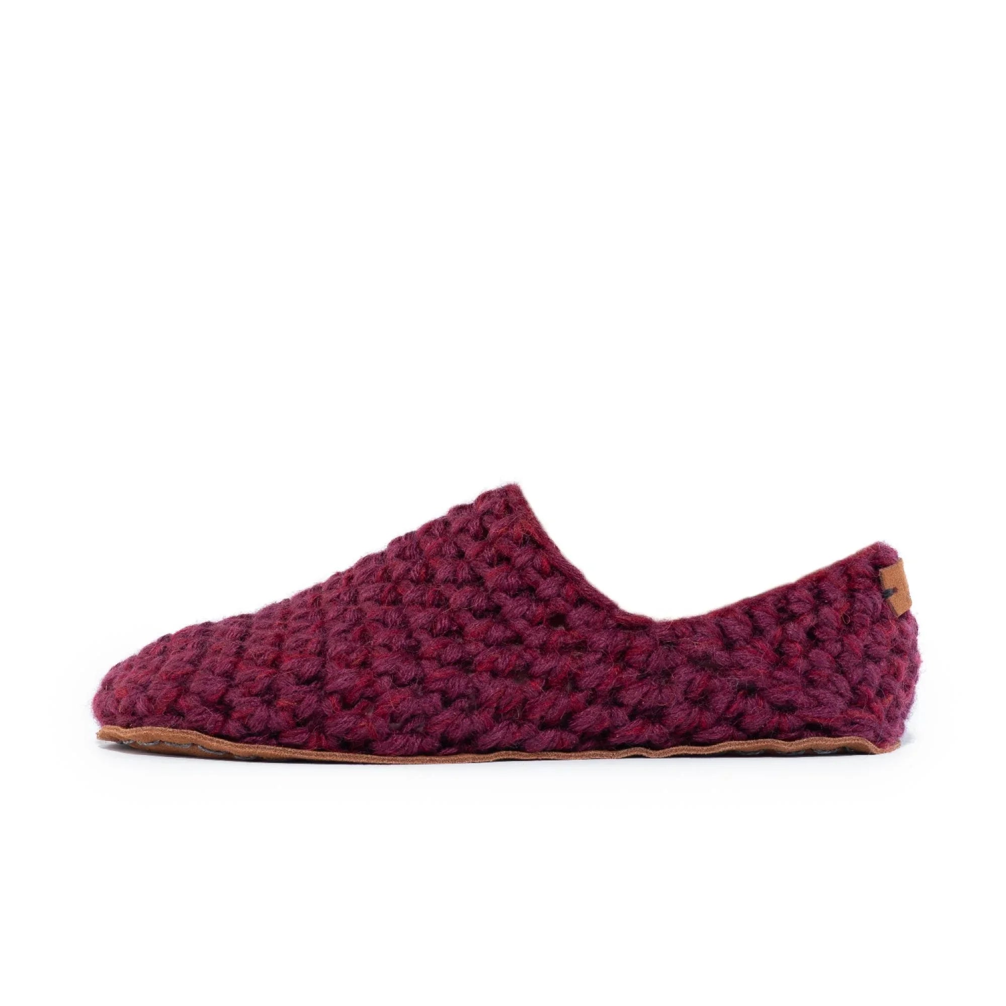 Maroon Red Original Wool Slippers by Kingdom of Wow_side view