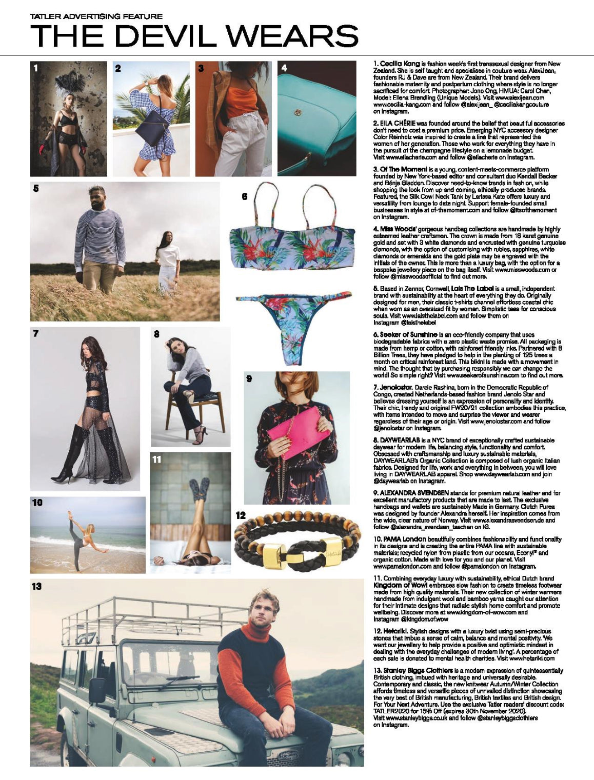Magazine layout with fashion images and text on 'The Devil Wears' theme