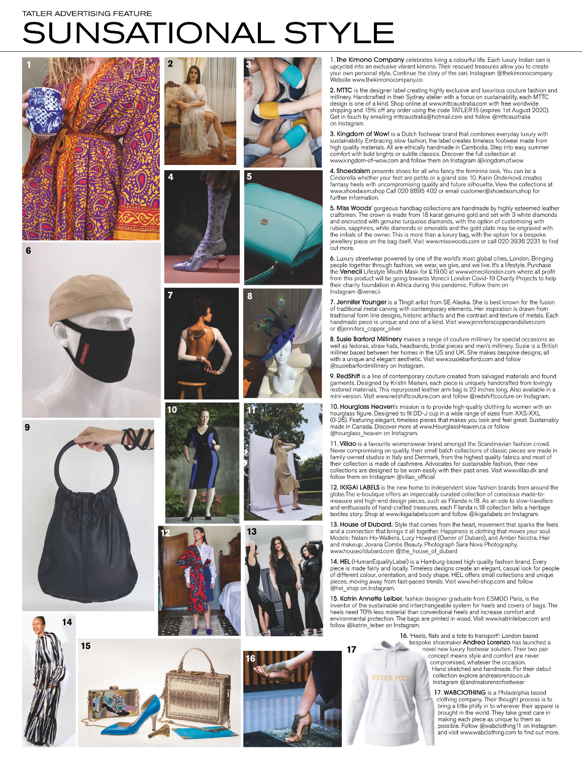 Tatler magazine layout with fashion images and text on a white background