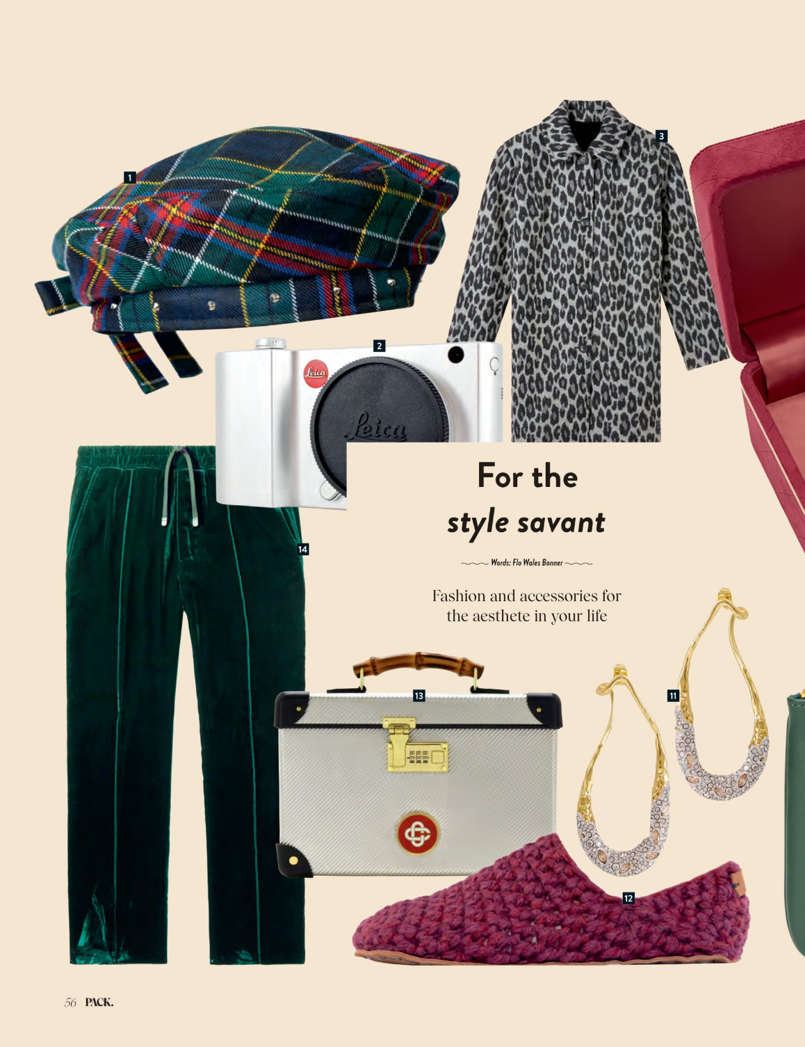 Fashion and accessories collage feature with text 'For the style savant' on a beige background.