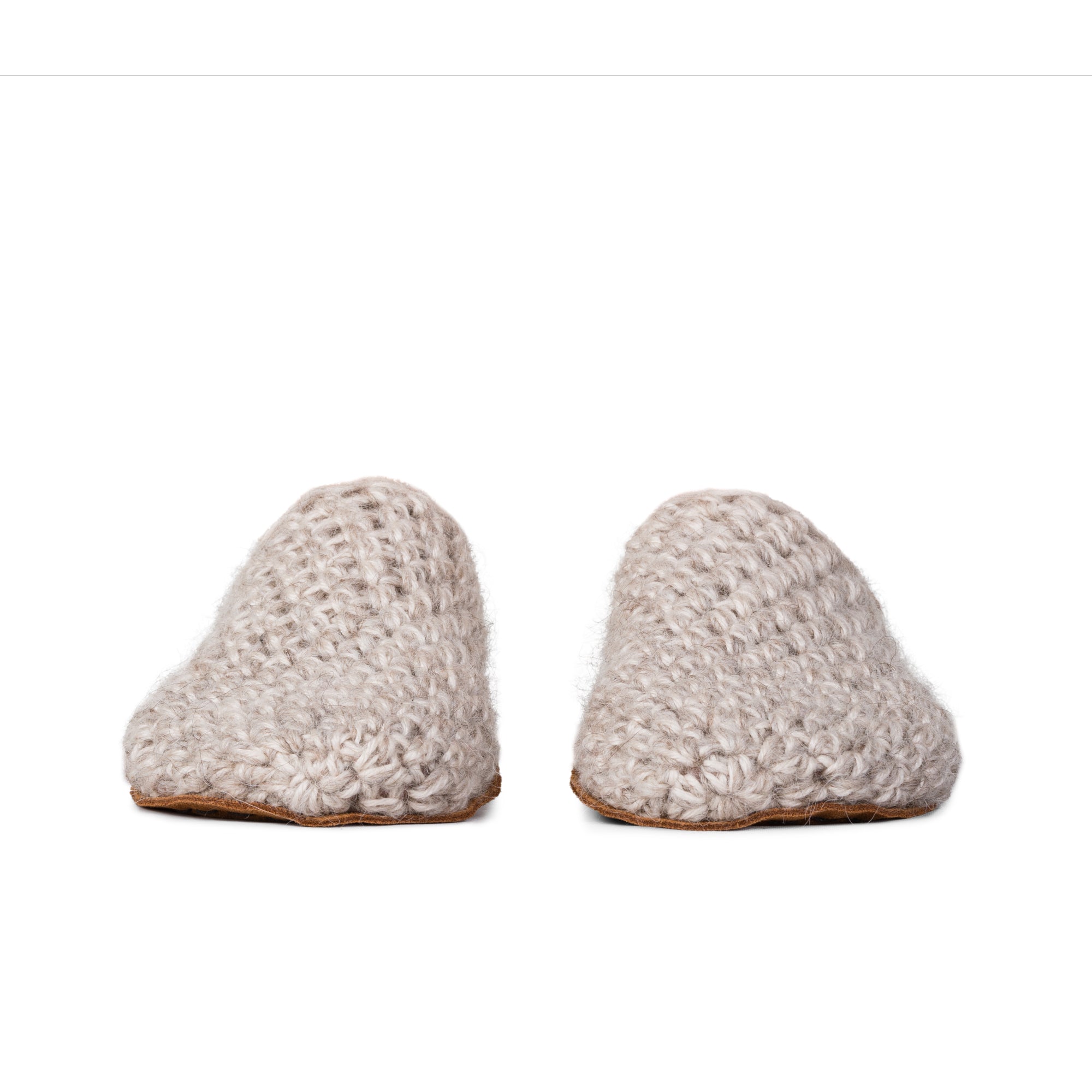 beige light slippers made from two strands of wool by Kingdom of Wow_front view