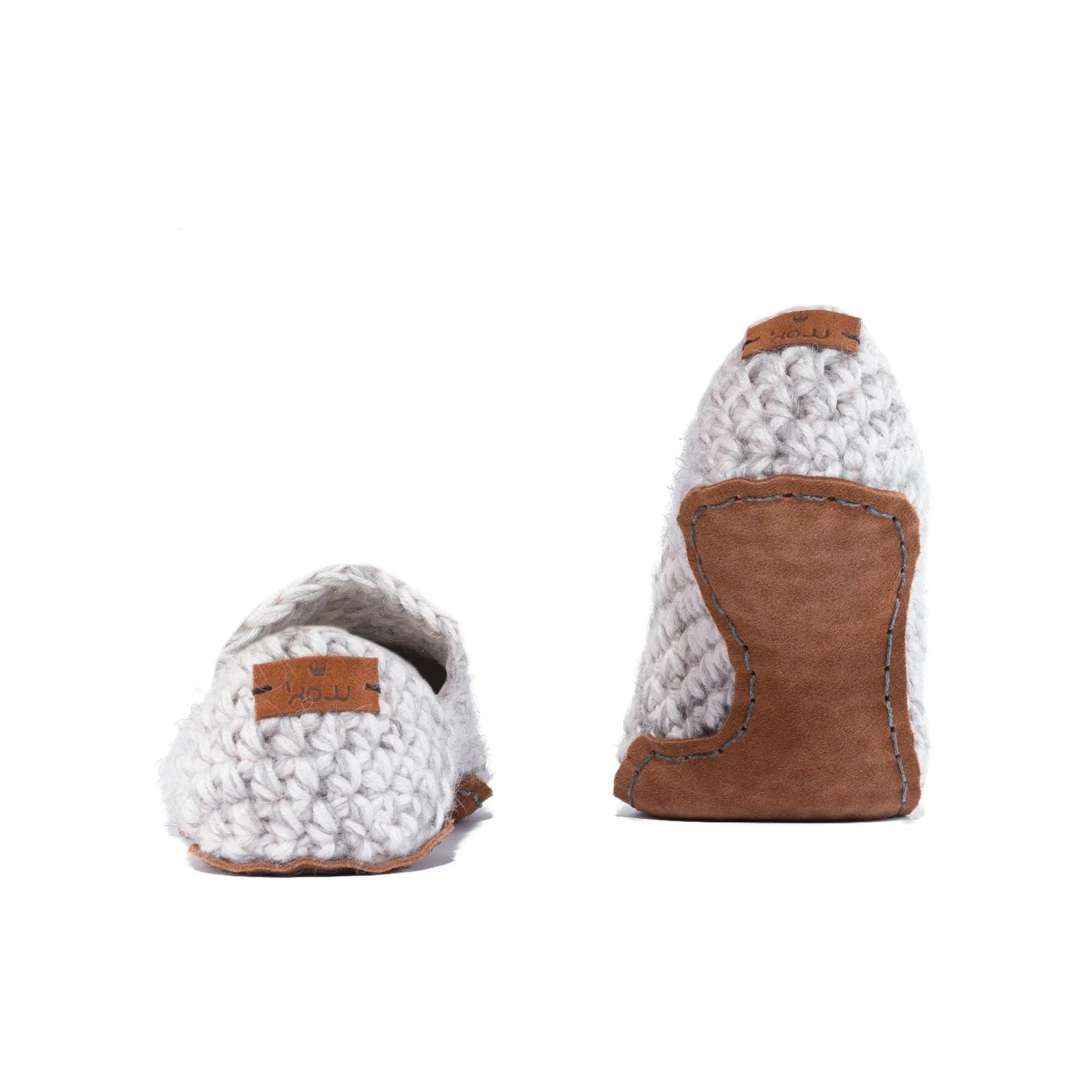 Beige Original Wool Slippers with leather soles by Kingdom of Wow_back view