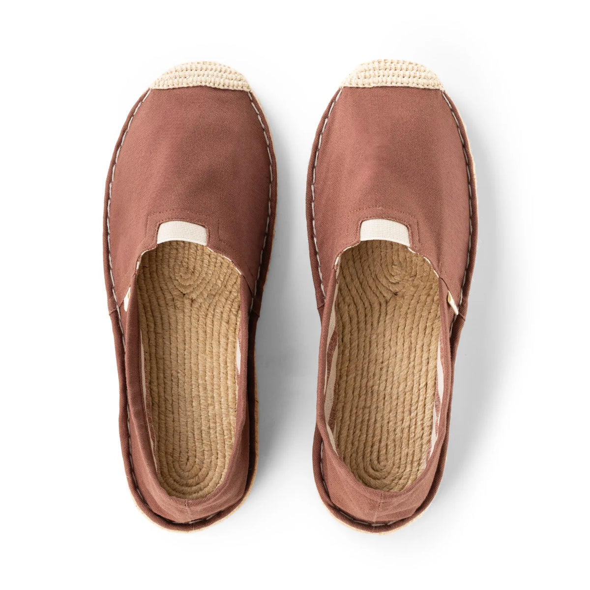 Handmade espadrilles for men in terracotta cotton canvas_top view