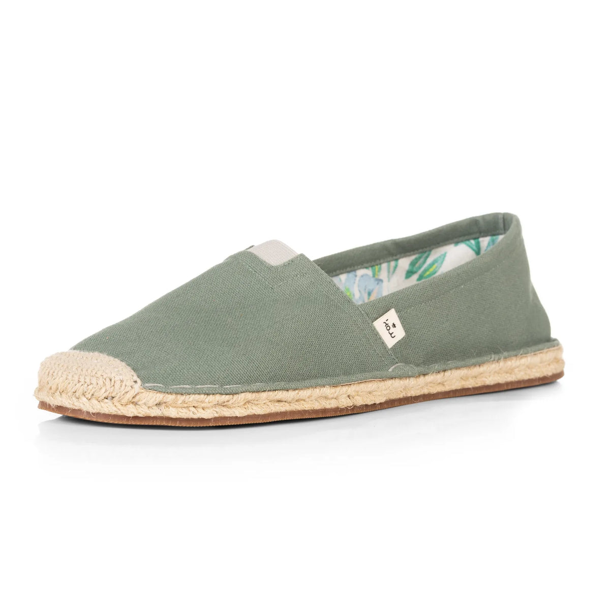 Handmade espadrilles for men in green cotton canvas_side view