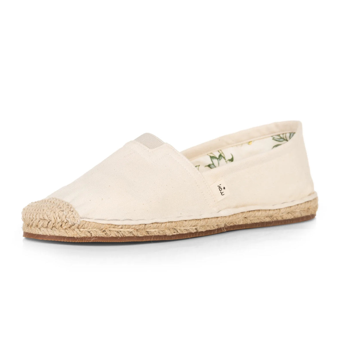 Handmade espadrilles for women in off white cotton canvas_side view