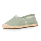 Handmade espadrilles for women in pale green cotton canvas_side view