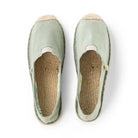 Handmade espadrilles for women in pale green cotton canvas_top view